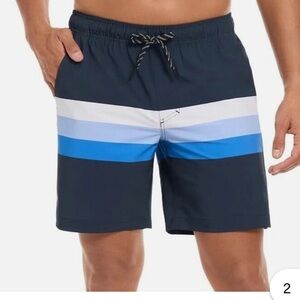 Harley Men Valley, swim shorts Men's Navy and Blue Striped Swim Shorts